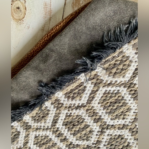 MYRA Bag boho chic Upcycled canvas & Leather crossbody tote cowhide cotton EUC - Picture 4 of 16